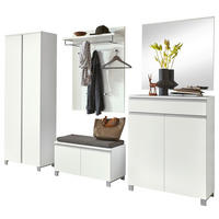GARDEROBE 6-teilig  in 260/193/40 cm  - Silberfarben/Weiß, Design, Holzwerkstoff/Textil (260/193/40cm)