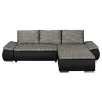 ECKSOFA in Textilgeflecht Grau, Schwarz  266/175 cm  - Chromfarben/Schwarz, Design, Textil (266/175cm) - Livetastic