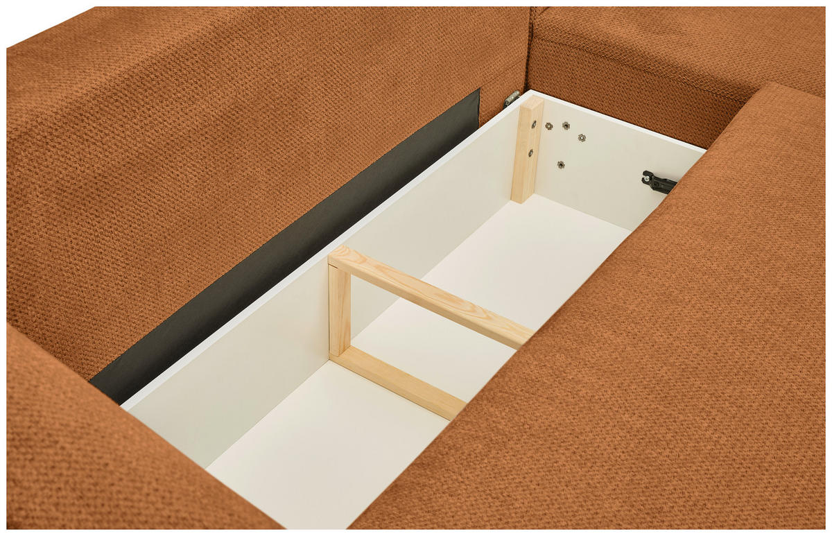 ECKSOFA in Chenille Rostfarben  - Rostfarben/Schwarz, MODERN, Kunststoff/Textil (287/179cm) - Carryhome