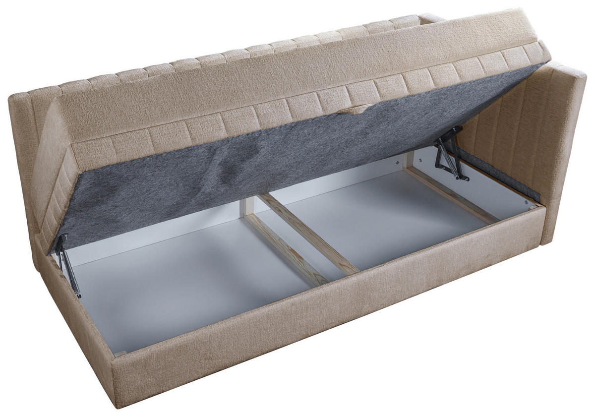 SCHLAFSOFA ROMA in Chenille, Jacquard Hellbraun  - Hellbraun/Schwarz, Design, Kunststoff/Textil (212/83/99cm) - MID.YOU