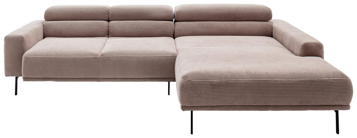 ECKSOFA  in Cord Taupe  293/215-217 cm  - Taupe/Schwarz, Design, Textil/Metall (293/215-217cm) - Schöner Wohnen