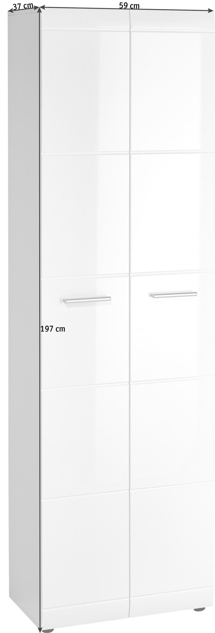 ORMAR GARDEROBNI  bijela  - bijela/srebrne boje, Design, drvni materijal/plastika (59/196,8/36,6cm) - Xora