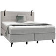 BOXSPRINGBETT 160/200 cm  in Hellgrau  - Chromfarben/Hellgrau, KONVENTIONELL, Kunststoff/Textil (160/200cm) - Voleo