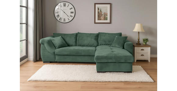 ECKSOFA  in Cord Dunkelgrün  - Dunkelgrün/Schwarz, KONVENTIONELL, Textil/Metall (258/168cm) - Carryhome