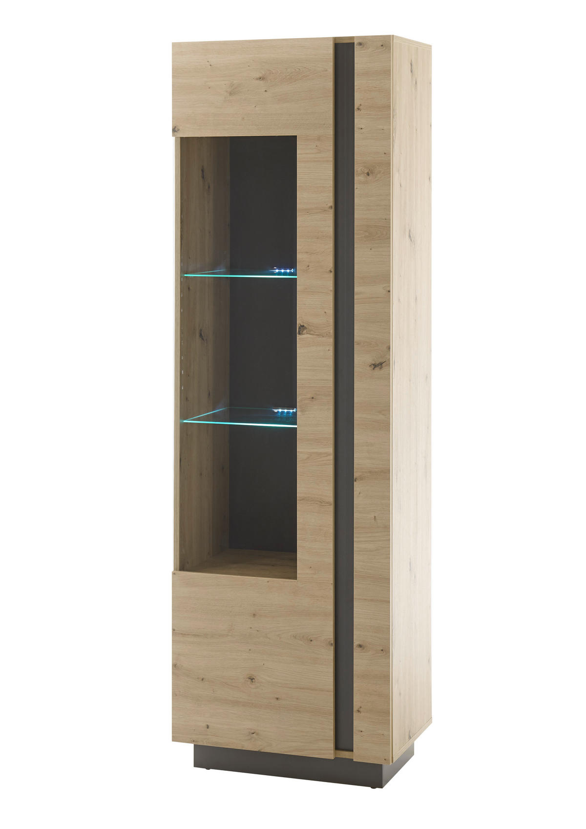 WOHNWAND 4-teilig  in Eiche Artisan, Graphitfarben  290/194/40 cm  - Graphitfarben/Eiche Artisan, Design, Glas/Holzwerkstoff (290/194/40cm) - MID.YOU