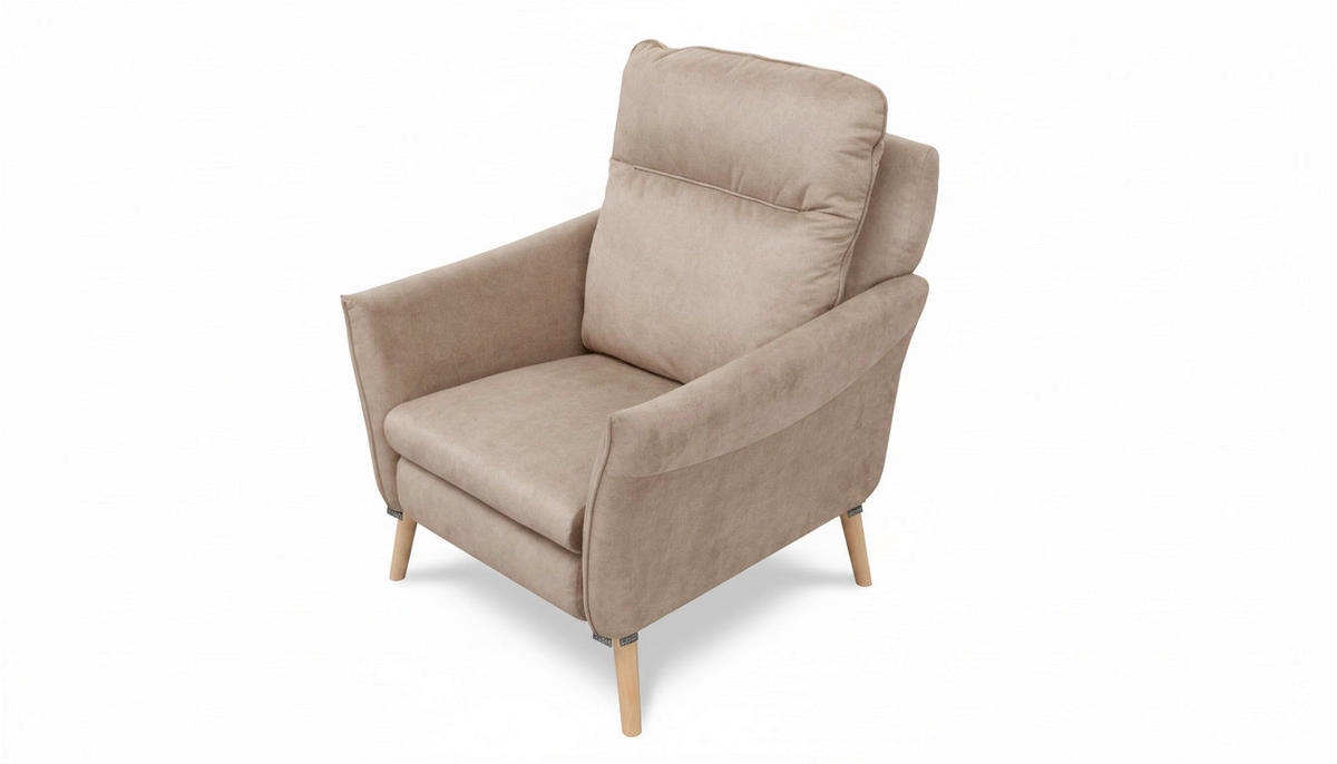 RELAXSESSEL in Textil Beige  - Beige/Buchefarben, Design, Holz/Textil (88/110/92cm) - Livetastic