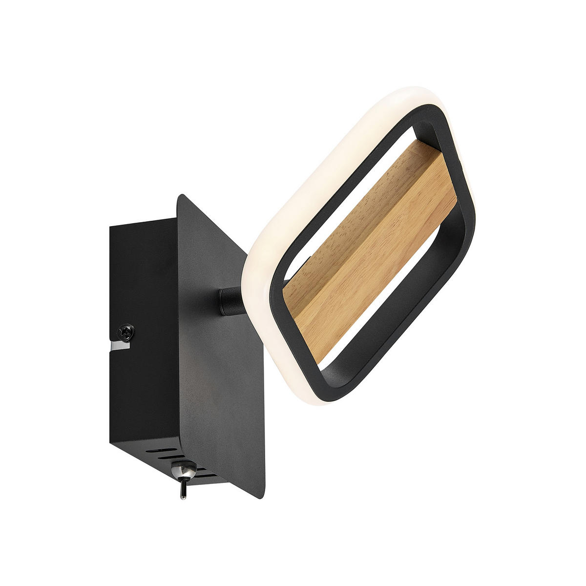 LED-STRAHLER Miriam 14/13,5/9,5 cm   - Eschefarben/Schwarz, Design, Holz/Kunststoff (14/13,5/9,5cm) - Novel