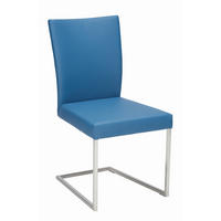 SCHWINGSTUHL  in Edelstahl Echtleder pigmentiert  - Blau/Edelstahlfarben, Design, Leder/Metall (48/90,5/63cm) - Bert Plantagie