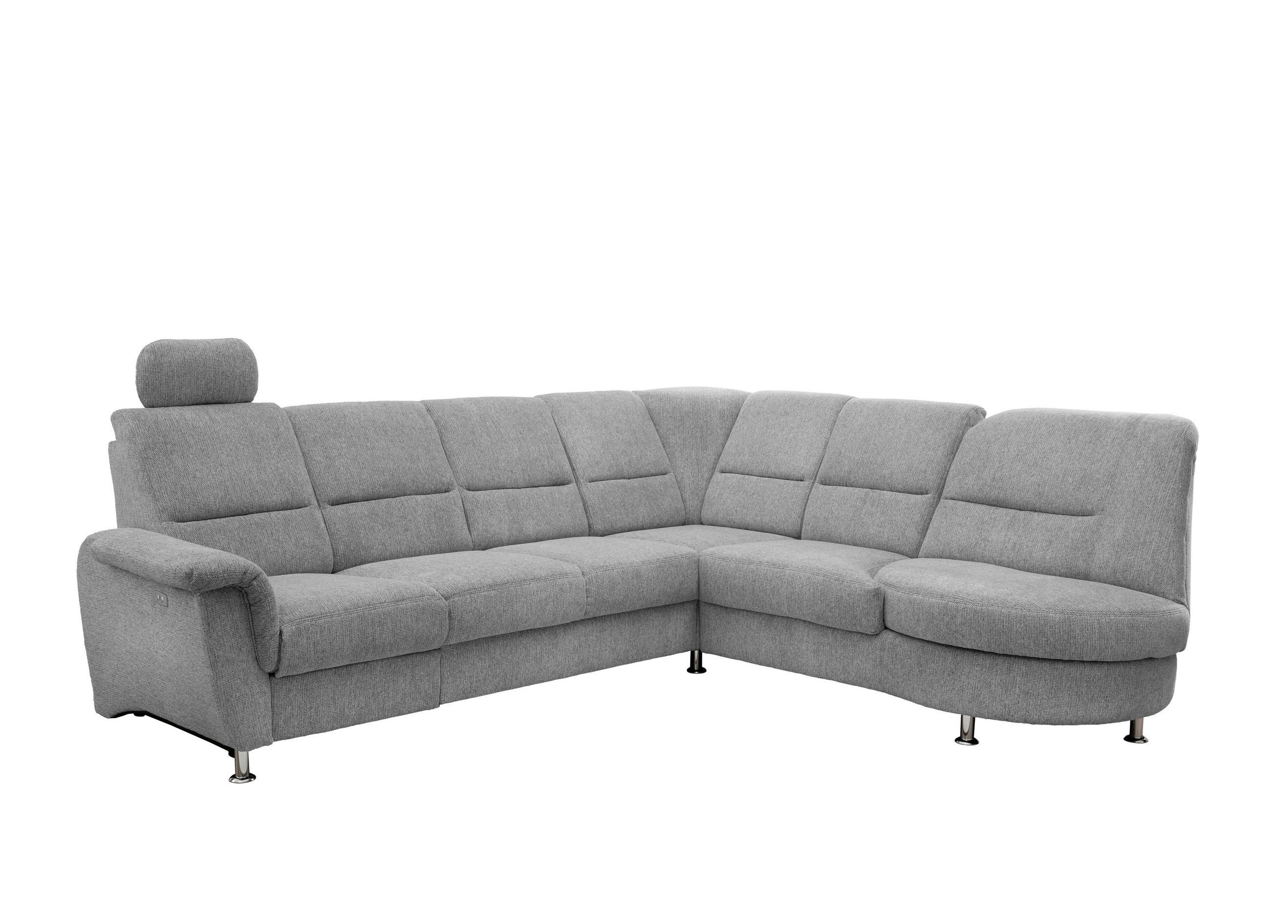 ECKSOFA Chenille Silberfarben  - Chromfarben/Silberfarben, Modern, Textil/Metall (275/236cm) - Livetastic