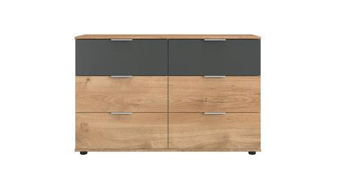 KOMODA, barvy grafitu, barvy dubu, 130/83/41 cm - barvy dubu/barvy grafitu, Konvenční, kov/kompozitní dřevo (130/83/41cm) - Carryhome