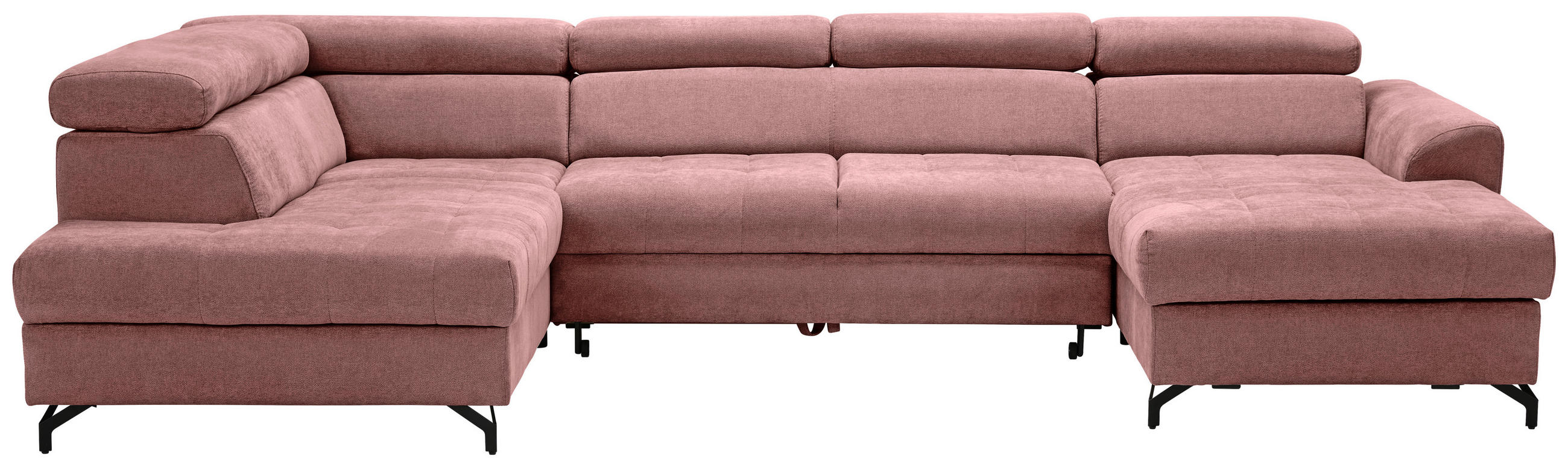 WOHNLANDSCHAFT Rosa Struktur  - Schwarz/Rosa, Design, Textil/Metall (203/327/177cm) - Stylife