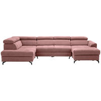 WOHNLANDSCHAFT Rosa Struktur  - Schwarz/Rosa, Design, Textil/Metall (203/327/177cm) - Stylife