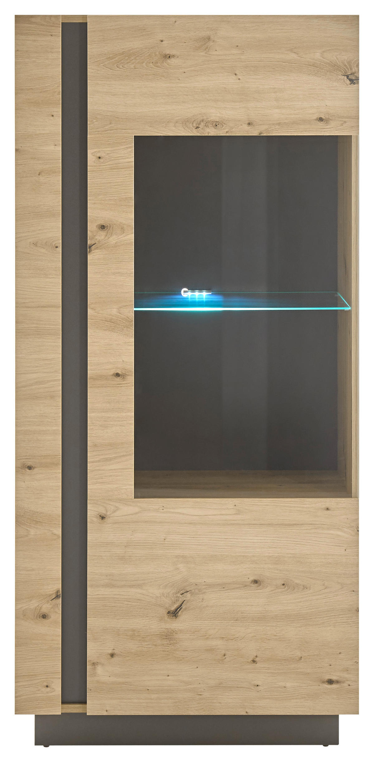 VITRINE in Grau, Eiche Artisan  - Eiche Artisan/Grau, Design, Glas/Holzwerkstoff (72/154/40cm) - MID.YOU