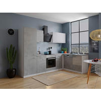 HÖRNKÖK 280/172 cm  i vit, grå  - stålfärgad/vit, Basics, metall/trämaterial (280/172cm) - Respekta