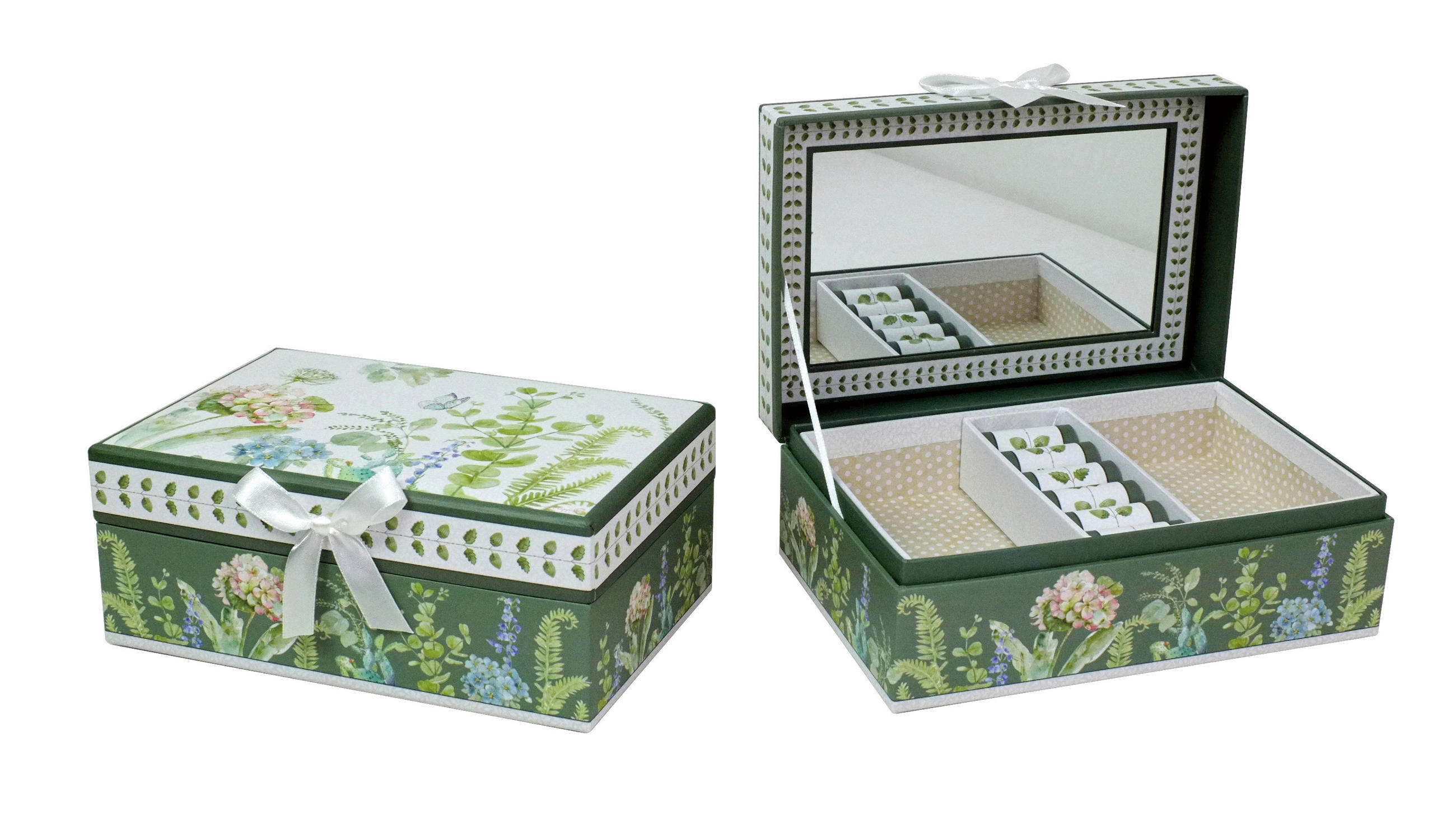 SCHMUCKKÄSTCHEN - Grün, LIFESTYLE, Karton/Glas (18/12/7,5cm)