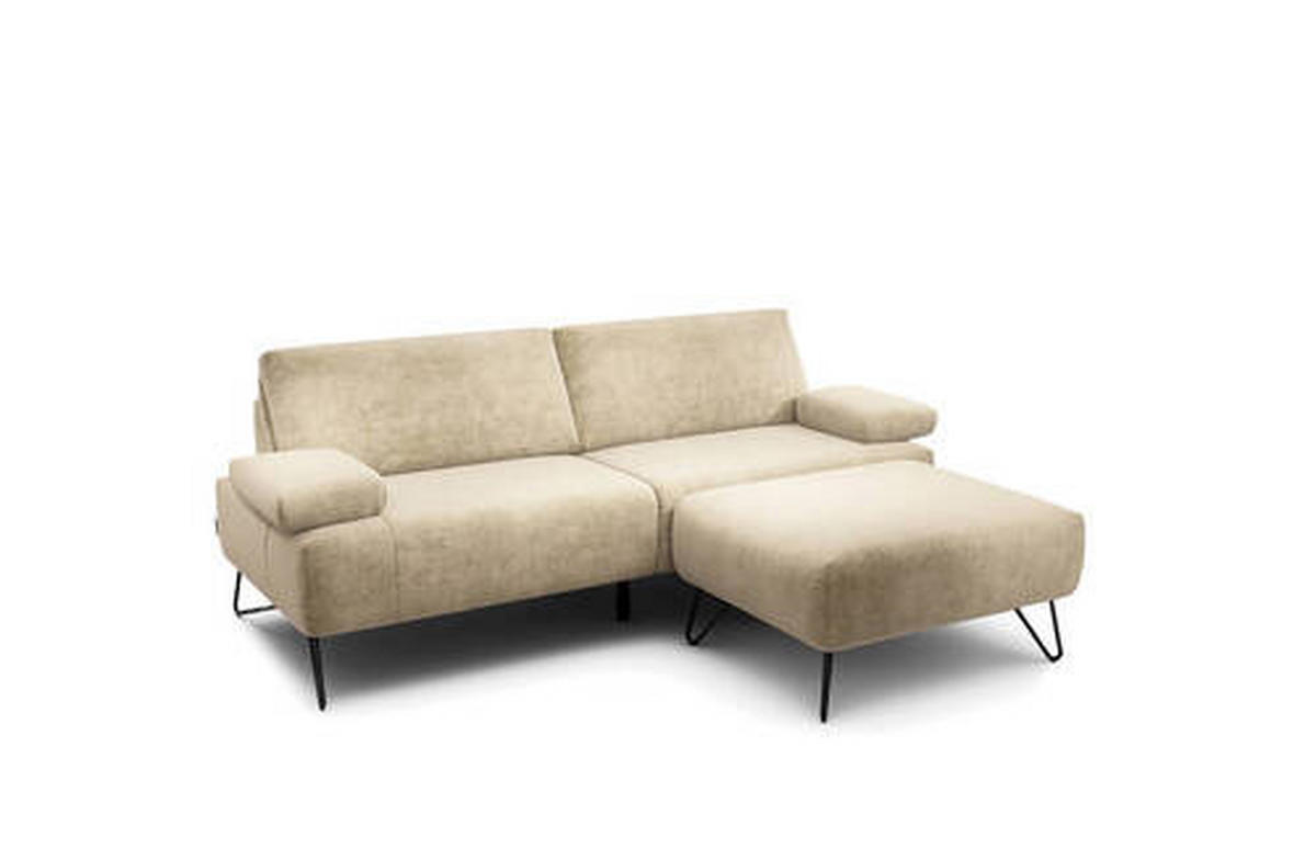 2,5-SITZER in Samt Naturfarben  - Schwarz/Naturfarben, Design, Textil/Metall (204-234/85/86-94cm) - SENSOO