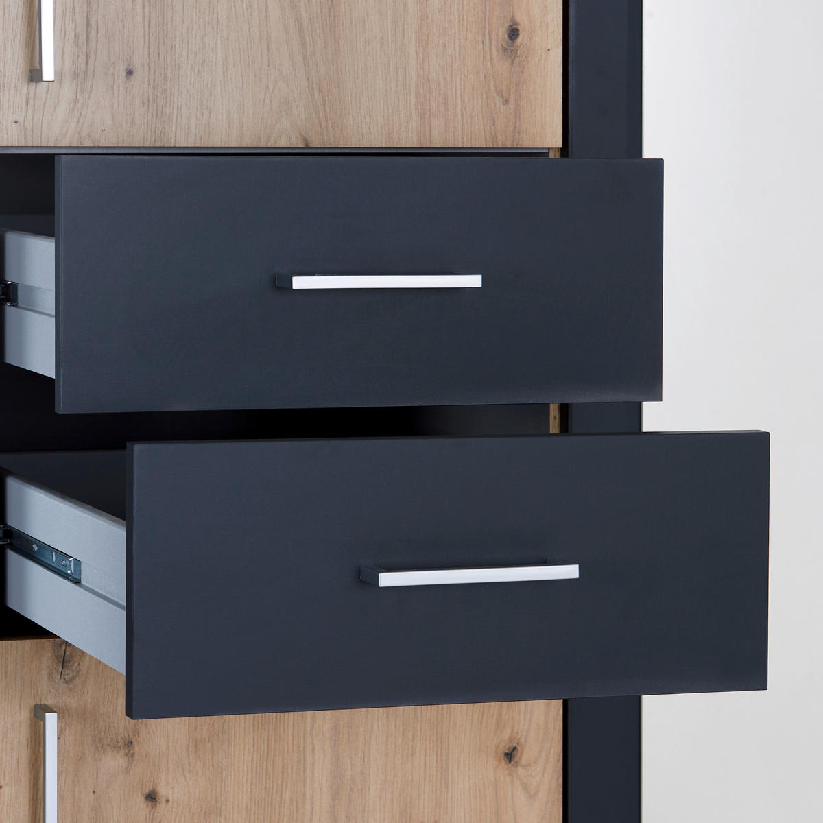 KLEIDERSCHRANK in Graphitfarben, Eichefarben  - Eichefarben/Alufarben, Konventionell, Holzwerkstoff/Kunststoff (225/210/58cm) - MID.YOU