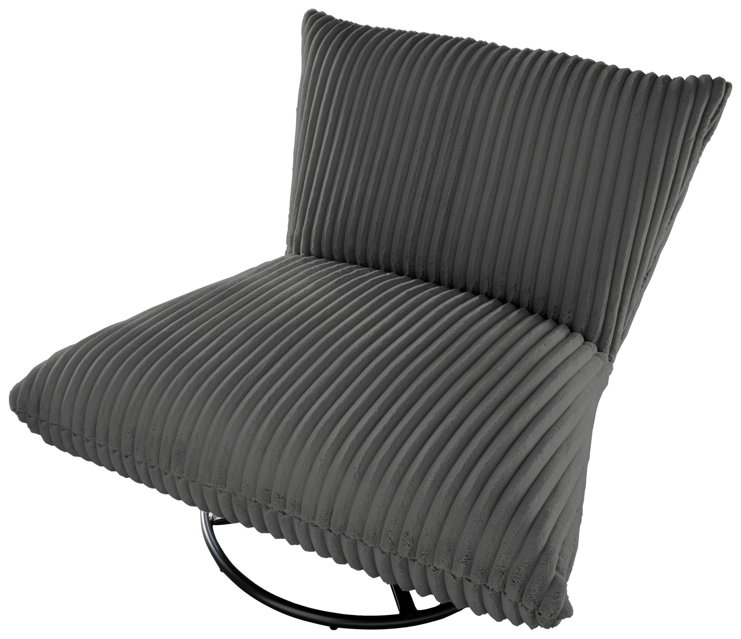 RELAXSESSEL Cord Rücken echt    - Anthrazit/Schwarz, Design, Textil/Metall (100/78/96cm) - Livetastic