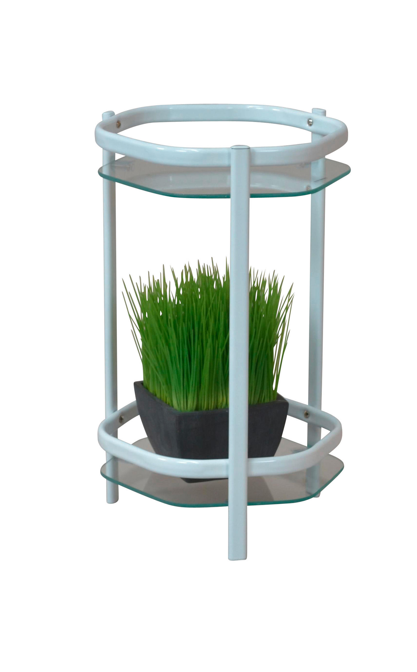 BLUMENTISCH Metall, Glas  - Weiß, Design, Glas/Metall (28/28/45cm) - Metzeler