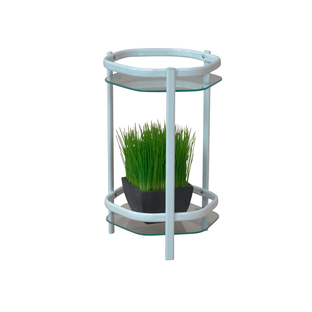 Thumbnail - Metzeler Blumentisch, Weiß, Glas, Metall, Uni, sechseckig, 28x45x28 cm, Wohnzimmer, Wohnzimmertische, Blumenständer