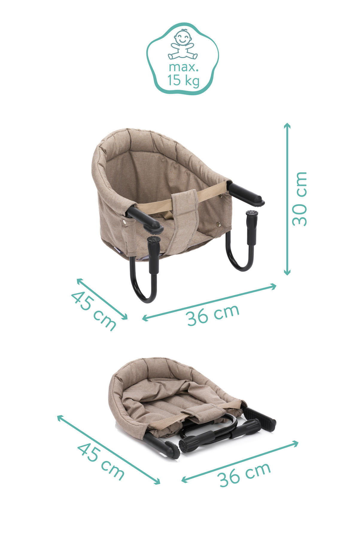 VISEĆA STOLICA ZA HRANJENJE - Osnovno, metal/plastika (45/36/30cm) - Fillikid