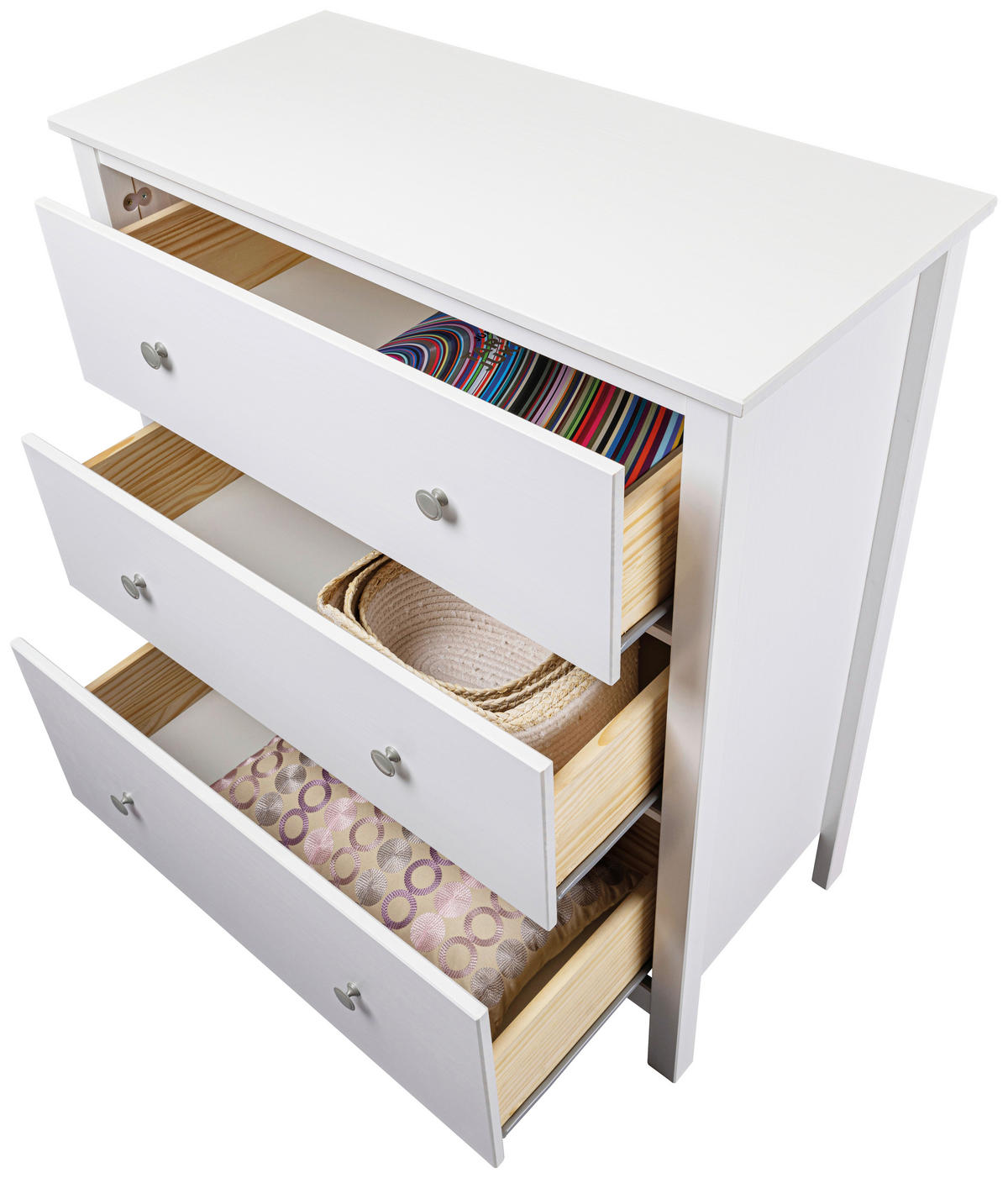 KOMODA   85/96/40 cm   bijela  - bijela/srebrne boje, Design, metal/drvo (85/96/40cm) - Livetastic