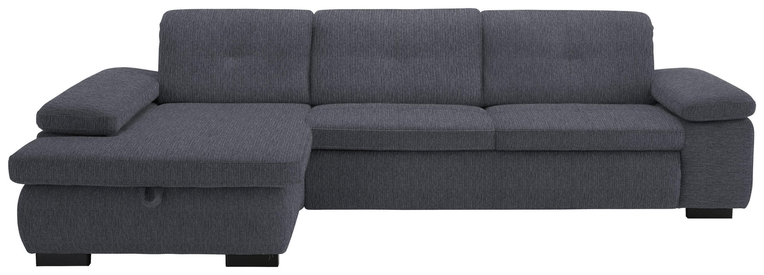 ECKSOFA in Flachgewebe Anthrazit  - Anthrazit/Schwarz, Design, Textil/Metall (174/297cm) - Beldomo Style