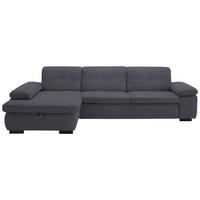 ECKSOFA in Flachgewebe Anthrazit  - Anthrazit/Schwarz, Design, Textil/Metall (174/297cm) - Beldomo Style