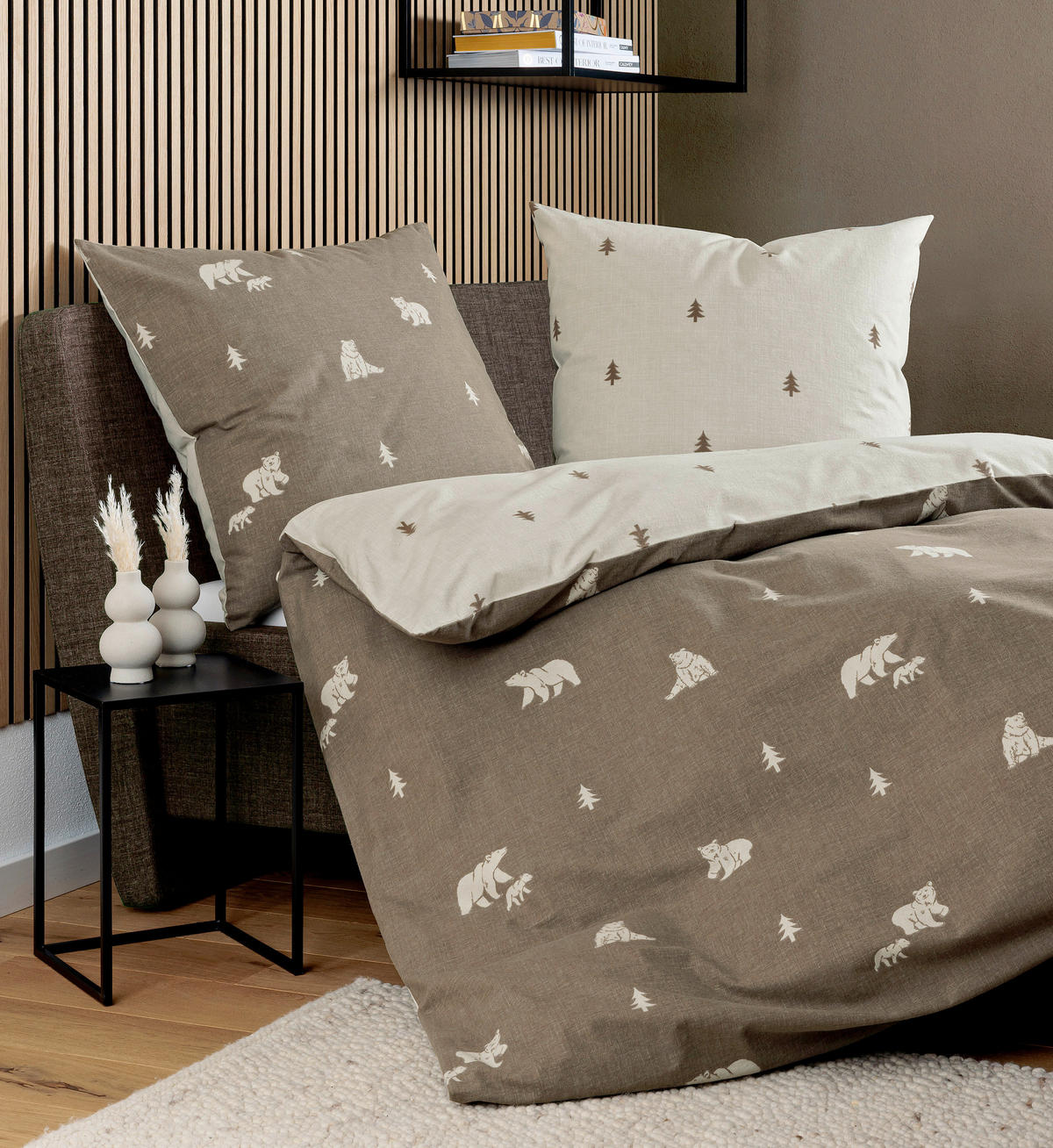 BETTWÄSCHE 2-teilig Biber 135/200 cm  - Beigebraun, Design, Textil (135/200cm) - Janine