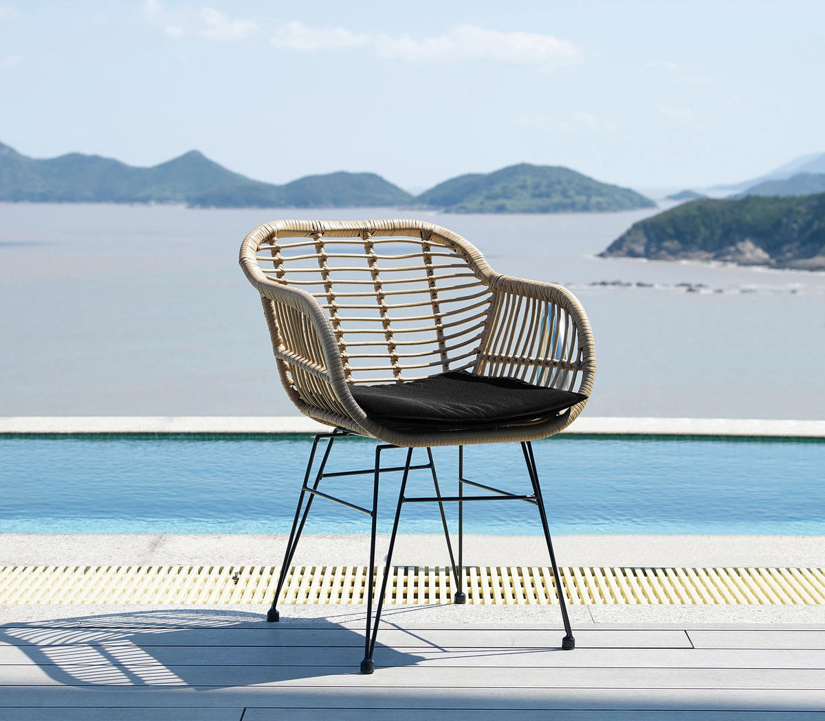 GARTENSESSEL-SET Metall, Kunststoff Naturfarben, Schwarz  - Schwarz/Naturfarben, Design, Kunststoff/Metall (58/80/59cm) - Livetastic