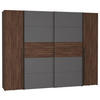 KLEIDERSCHRANK 270/210/61 cm 4-türig Grau, Walnussfarben  - Walnussfarben/Schwarz, MODERN, Holzwerkstoff/Kunststoff (270/210/61cm) - MID.YOU