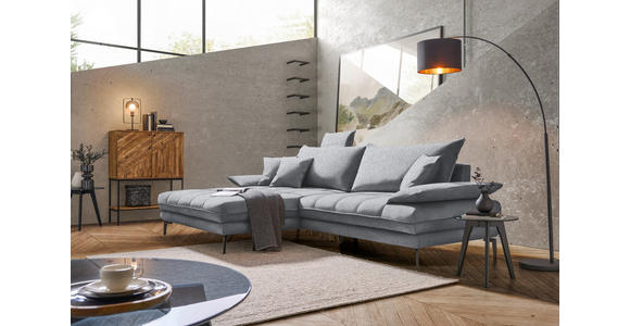 ECKSOFA in Webstoff Hellgrau 176/292 cm - Hellgrau/Schwarz, MODERN, Textil/Metall (176/292cm) - Carryhome