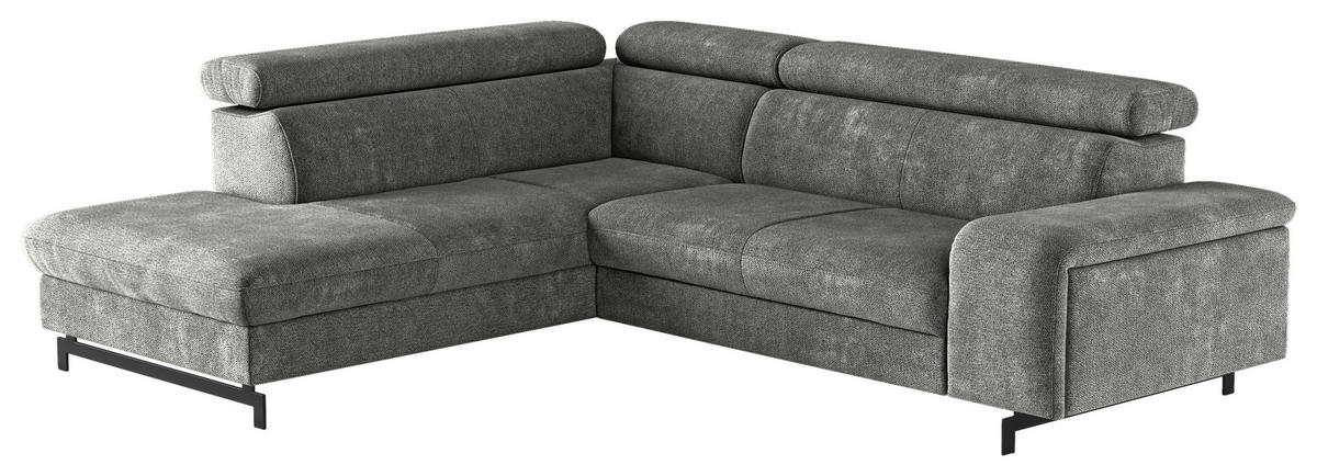ECKSOFA in Chenille Grau  - Schwarz/Grau, Textil/Metall (215/262cm) - MID.YOU