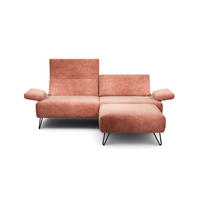 2,5-SITZER in Samt Rosa  - Schwarz/Rosa, Design, Textil/Metall (204/85/86-94cm) - SENSOO