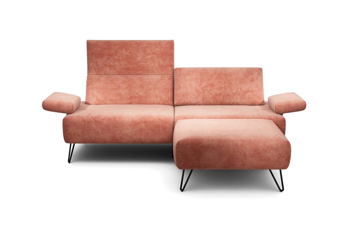 2,5-SITZER in Samt Rosa  - Schwarz/Rosa, Design, Textil/Metall (204/85/86-94cm) - SENSOO