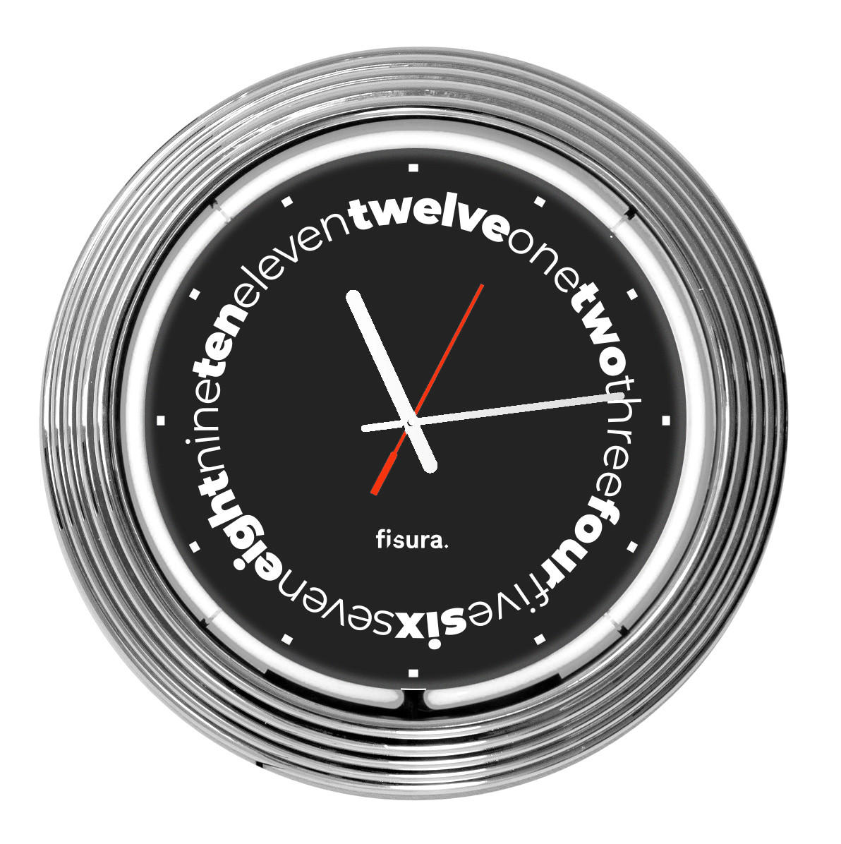 UHR Rot, Schwarz, Weiß  - Rot/Schwarz, Basics, Glas/Kunststoff (43/42/9cm)