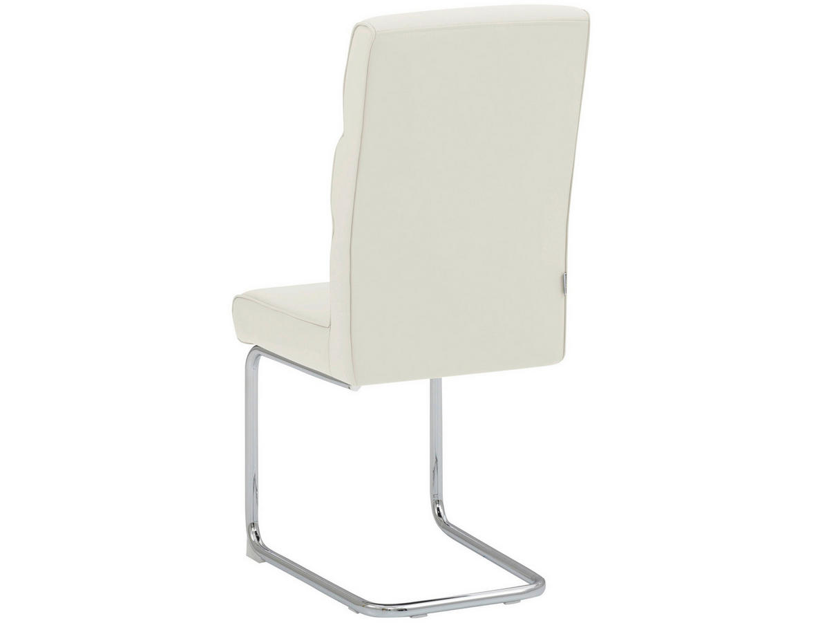 STUHL-SET 2 Stück  in Stahl Lederlook pigmentiert Metall, Leder  - Weiß, Design, Leder/Metall (43/104/62cm) - MID.YOU