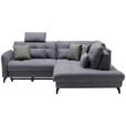 ECKSOFA in Flachgewebe, Leinenoptik Dunkelgrau  - Dunkelgrau/Schwarz, Design, Textil/Metall (247/208cm) - Xora