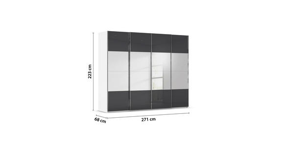 SCHWEBETÜRENSCHRANK 271/223/68 cm 4-türig Schwarz, Weiß  - Chromfarben/Schwarz, Design, Glas/Holzwerkstoff (271/223/68cm) - Novel
