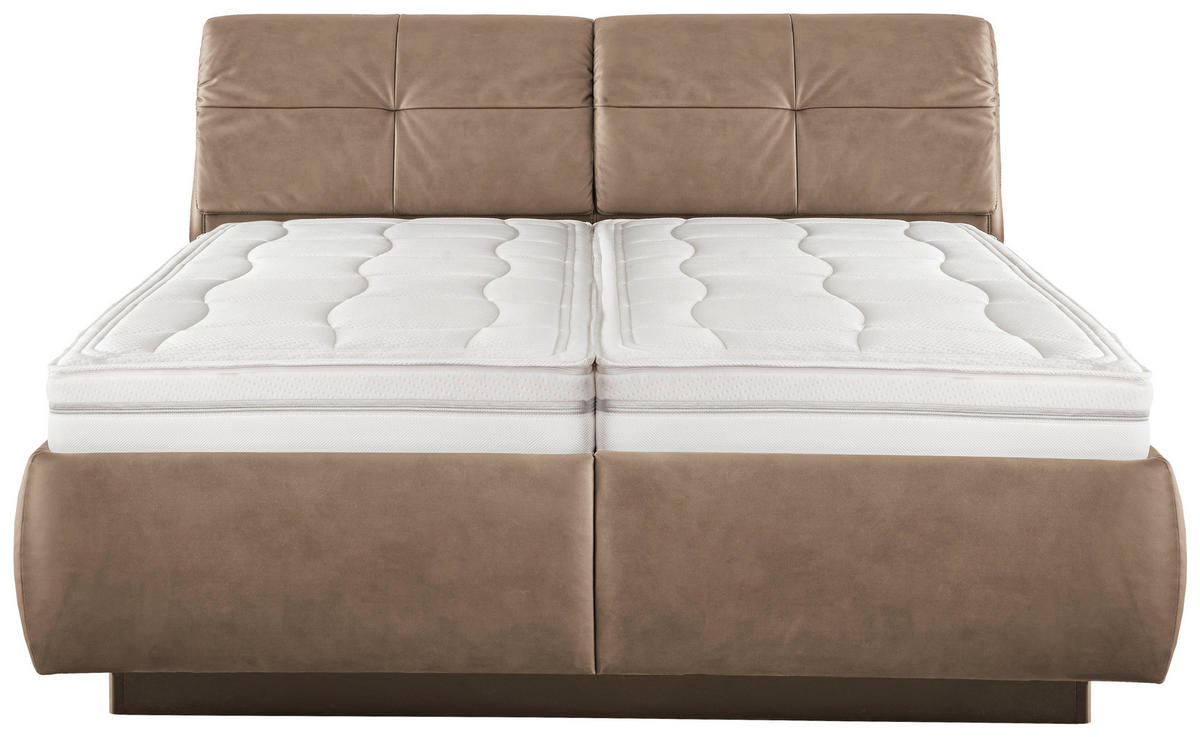 POLSTERBETT Matratze, Lattenrost, Kopfteilverstellung Hellbraun 180/200 cm  - Hellbraun/Weiß, KONVENTIONELL, Holz/Holzwerkstoff (180/200cm) - Beldomo - Sleep