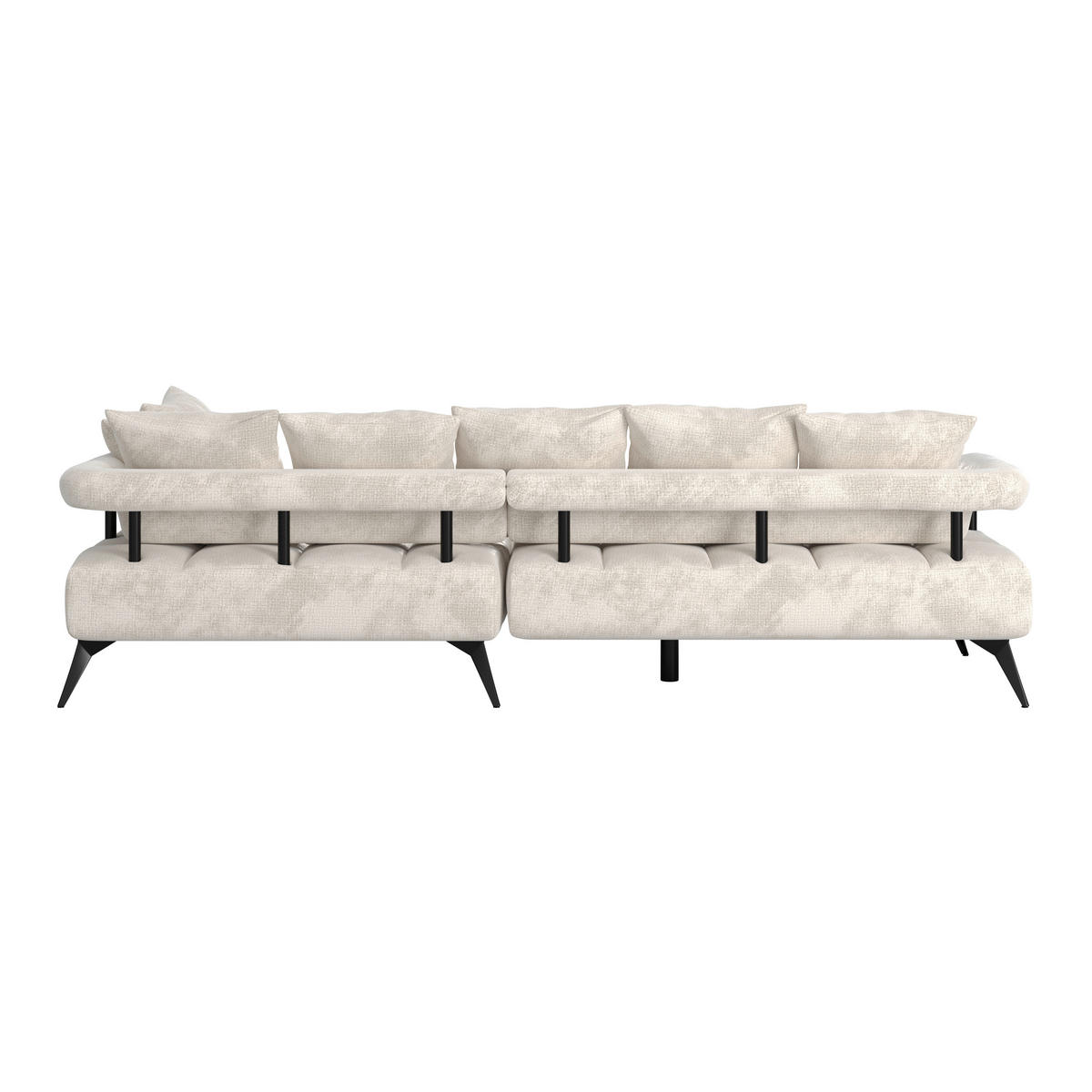 ECKSOFA VANESSA Beige Flachgewebe  - Beige/Schwarz, MODERN, Kunststoff/Textil (297/200cm) - Livetastic