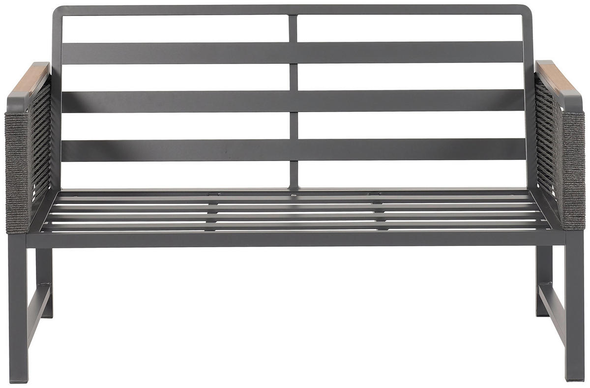 LOUNGESOFA 120/72/73 cm Aluminium  - Dunkelgrau/Naturfarben, Design, Kunststoff/Textil (120/72/73cm) - Ambia Garden
