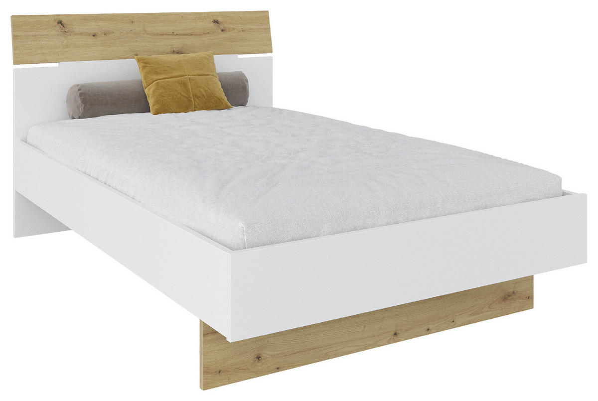 BETT 120/200 cm  in Weiß, Eiche Artisan  - Eichefarben/Weiß, MODERN, Holzwerkstoff (120/200cm) - Hom`in