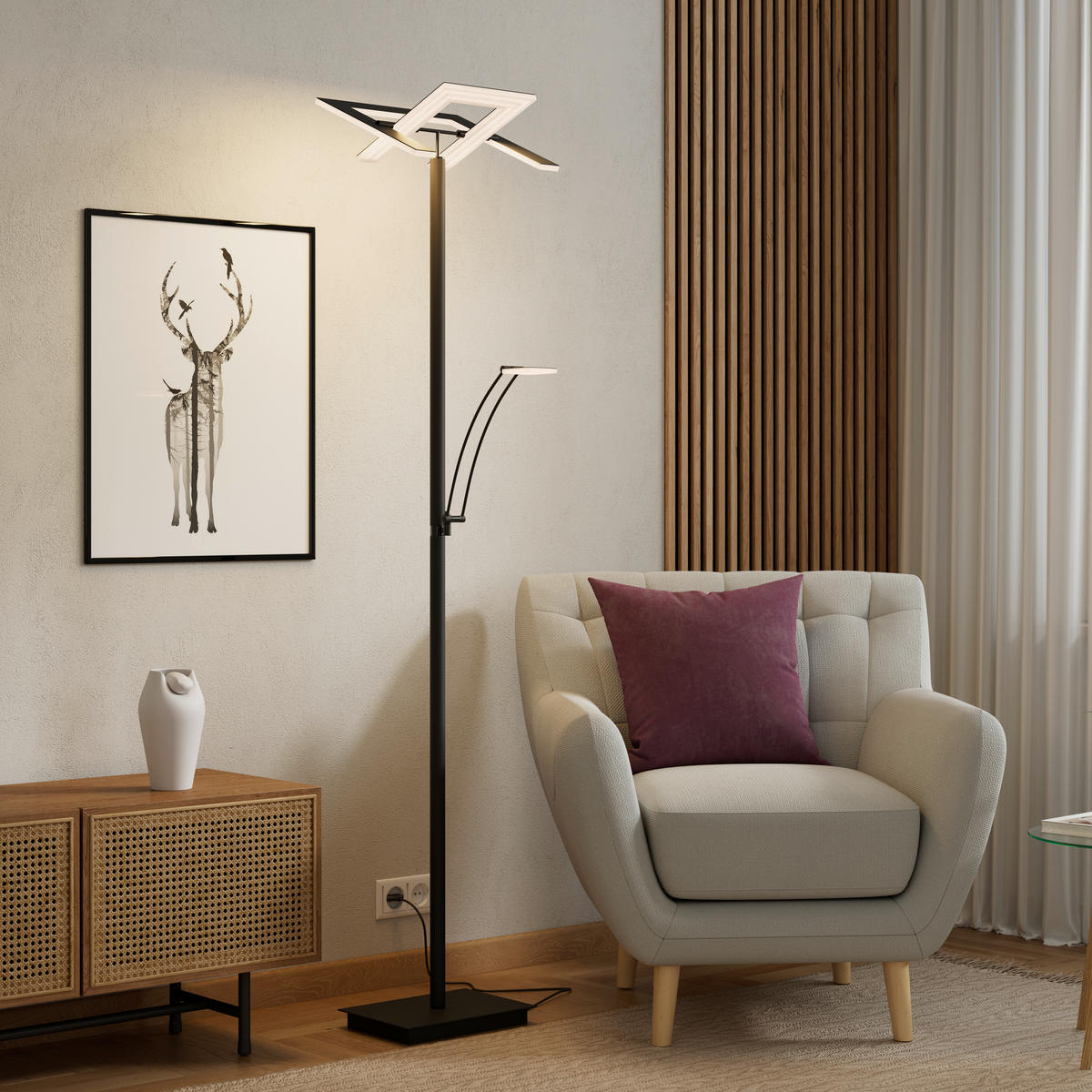 LED-DECKENFLUTER Niko 35/180 cm  - Schwarz, KONVENTIONELL, Kunststoff/Metall (35/180cm) - Dieter Knoll