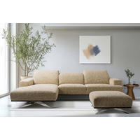 ECKSOFA Struktur Hellbraun  - Chromfarben/Hellbraun, Design, Holz/Textil (187/295cm) - Livetastic