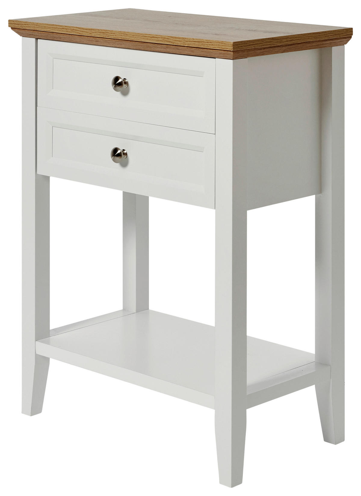 KONSOLENTISCH Weiß, Eichefarben  - Eichefarben/Alufarben, LIFESTYLE, Holzwerkstoff/Metall (60/34/75,5cm)