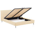 POLSTERBETT gepolstertes Kopfteil, Lattenrost, Bettkasten Beige 200/200 cm  - Beige/Schwarzchrom, KONVENTIONELL, Leder/Holz (200/200cm) - Esposa