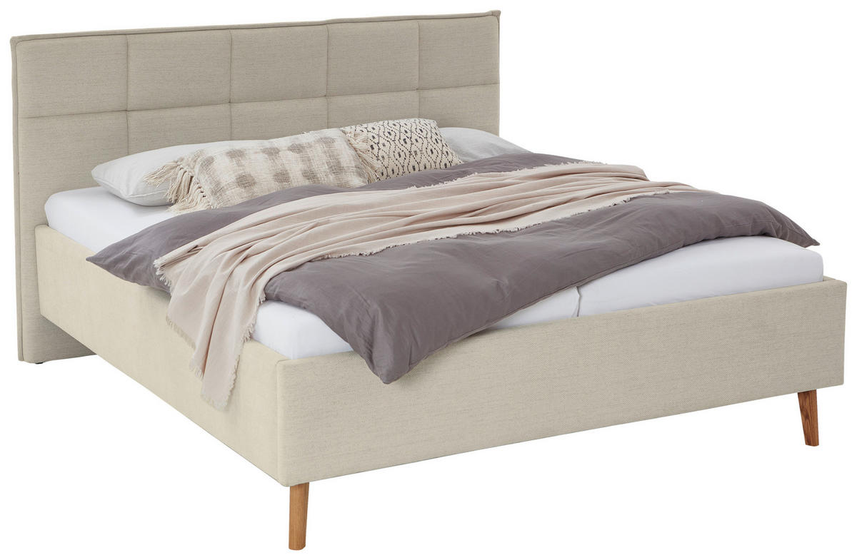 POLSTERBETT Beige 160/200 cm  - Eichefarben/Beige, Design, Holz/Textil (160/200cm) - Xora
