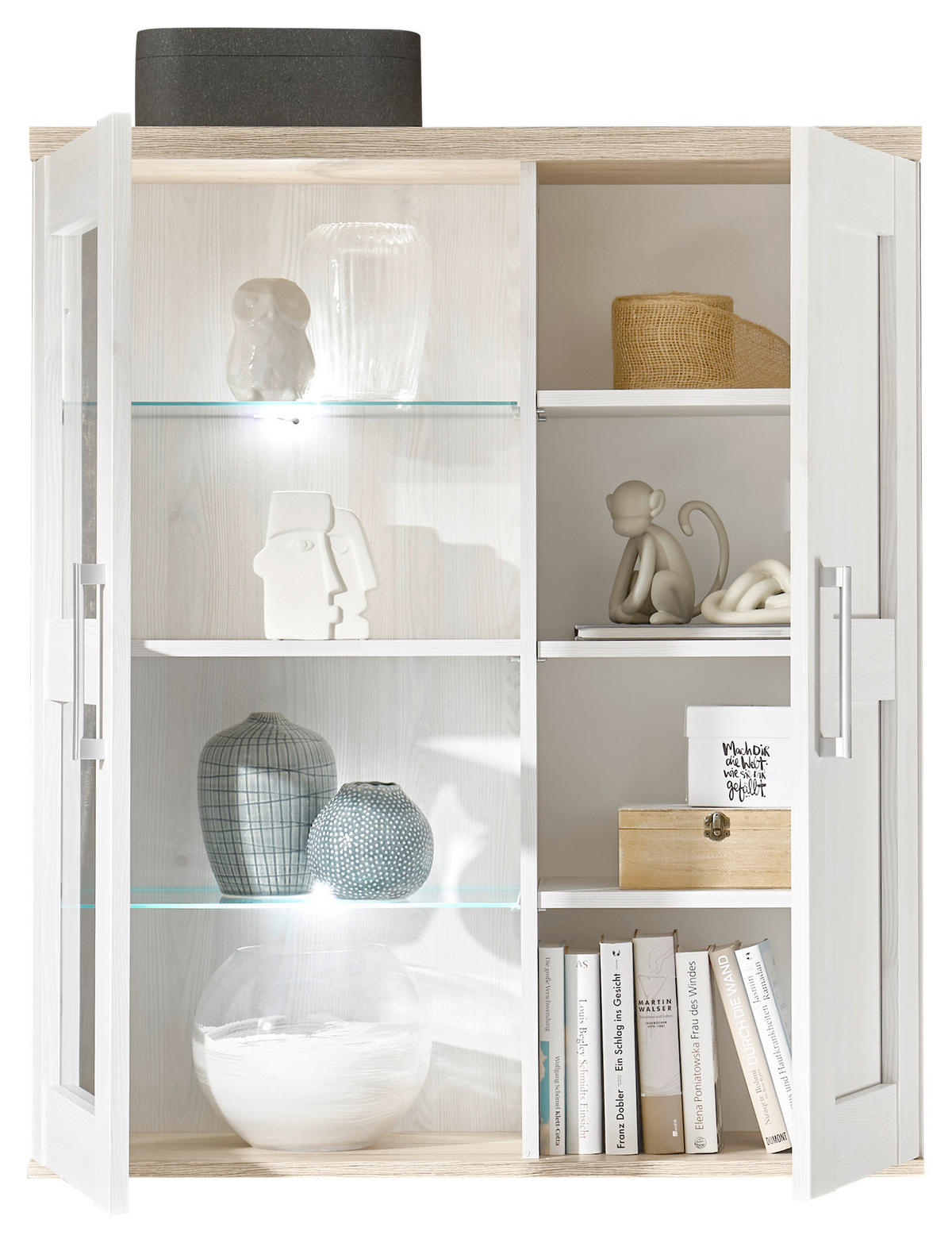 HÄNGEELEMENT in Eiche San Remo   - Silberfarben/Lärchefarben, LIFESTYLE, Glas/Holzwerkstoff (90/105/32cm) - MID.YOU