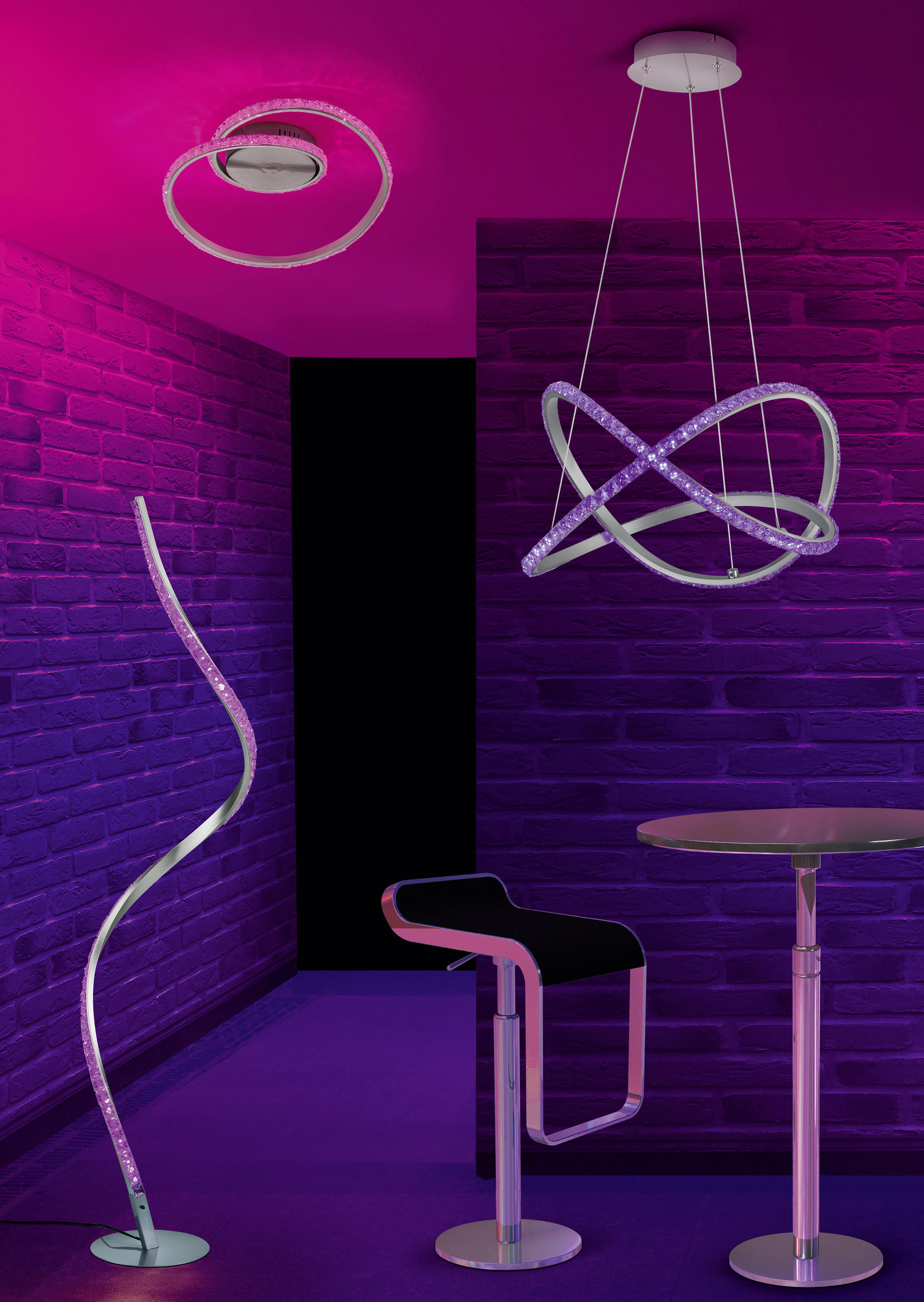 LED-STEHLEUCHTE RUBIN - Klar/Alufarben, Design, Kunststoff/Metall (18/116cm)